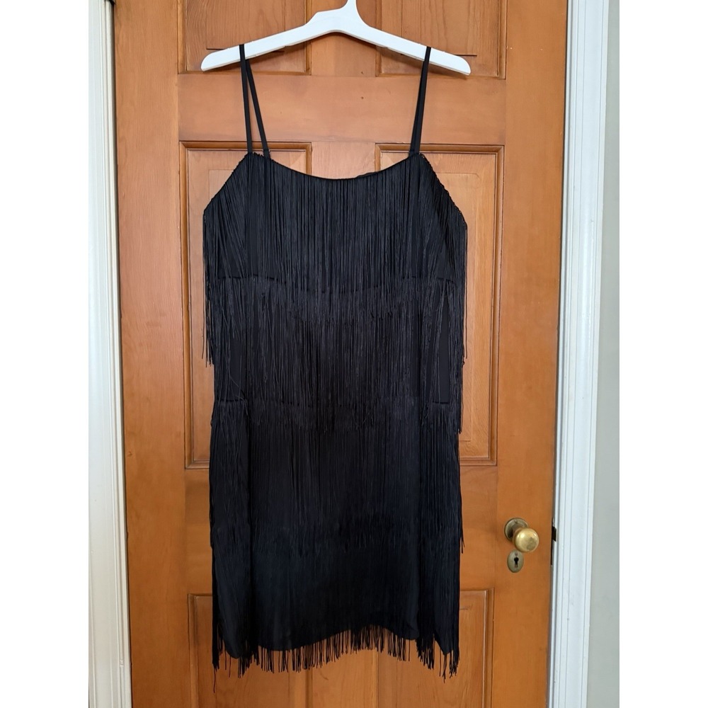Women's A New Day Black Layered Fringe Mini Dress Size XXL NWT Western Dress